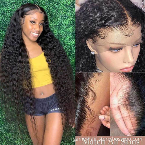 Raw Indian With Baby Hair Virgin Pre Plucked Human Hair Hd Closure 360 Lace Frontal Deep Wave Full Transparent Lace Front Wig